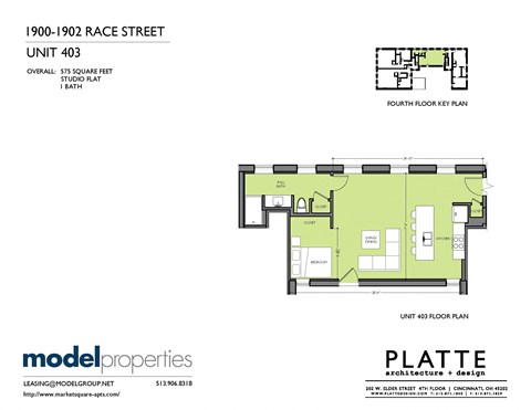Floor plan for studio, 1 bath, 575 sqft